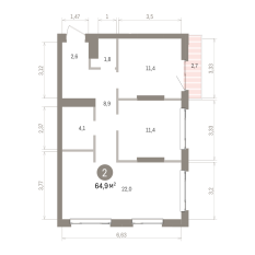 64.00 м² | 10 - 25 эт. 00