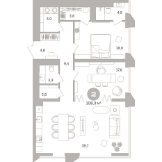 108.00 м² | 5 - 21 эт. 00