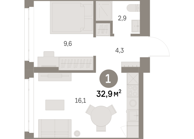 32.00 м² | 4 - 9 эт.