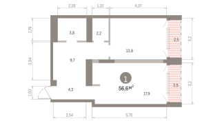 56.00 м² | 20 - 24 эт.