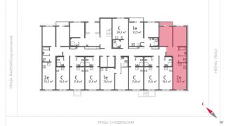 53.70 м² | 1 - 8 эт.