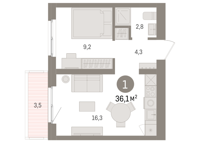 36.00 м² | 7 - 8 эт.
