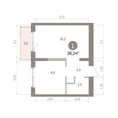 36.00 м² | 4 - 8 эт. 00