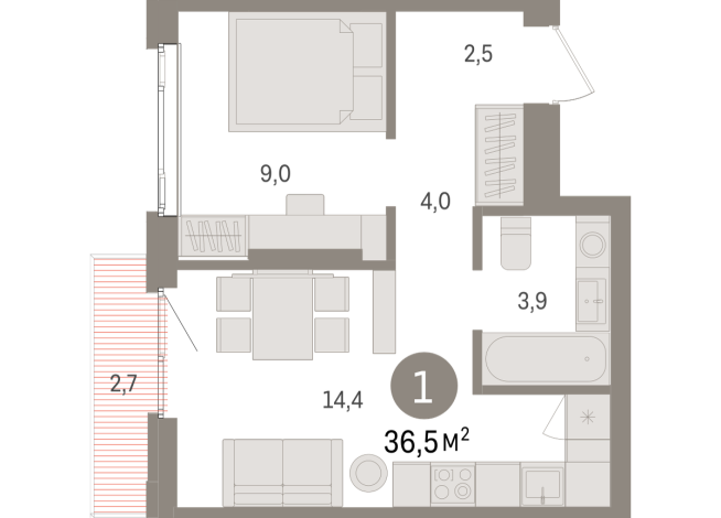 36.00 м² | 8 - 25 эт.