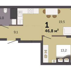 46.80 м² | 11 - 32 эт. 00