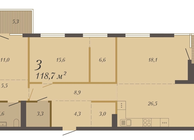 118.70 м² | 5 - 8 эт.