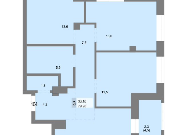 79.90 м² | 14 - 30 эт.