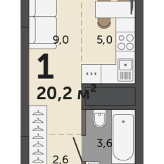 20.20 м² | 21 - 30 эт. 00