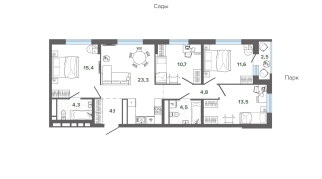 94.69 м² | 24 - 24 эт.