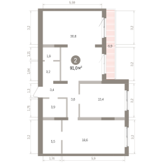 91.00 м² | 8 - 9 эт. 00