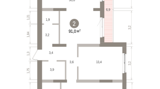 91.00 м² | 8 - 9 эт.