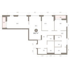 105.00 м² | 13 - 16 эт. 00