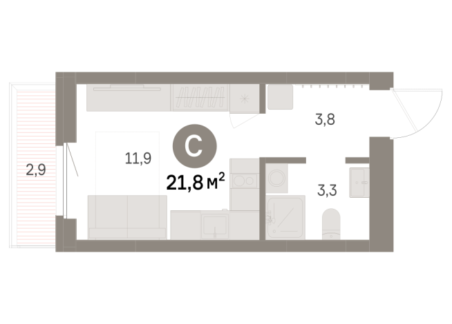 21.00 м² | 4 - 9 эт.
