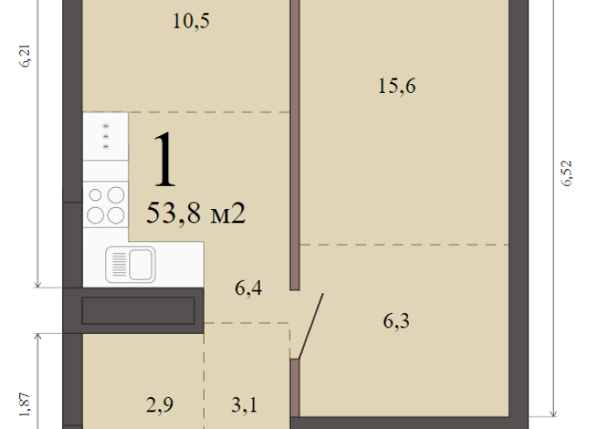 53.80 м² | 7 - 23 эт.