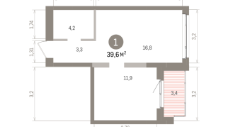 39.00 м² | 6 - 8 эт.