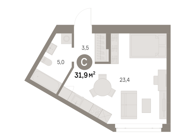 31.00 м² | 4 - 9 эт.