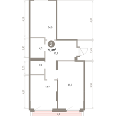 71.00 м² | 7 - 8 эт. 00