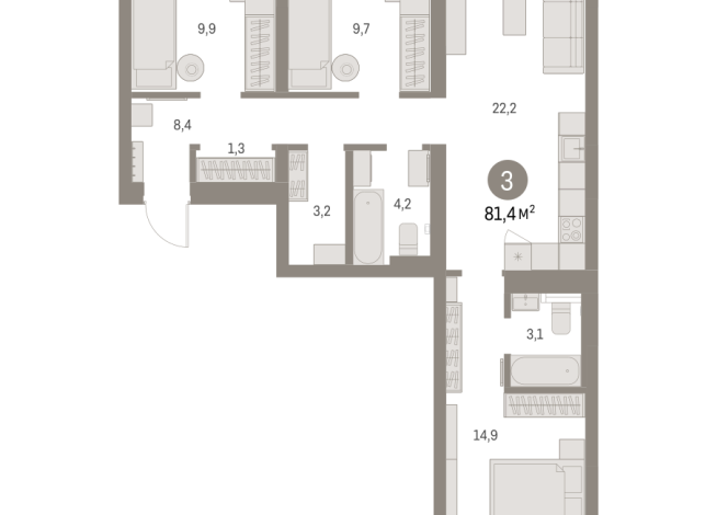 83.00 м² | 4 - 9 эт.