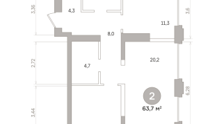 63.00 м² | 3 - 17 эт.