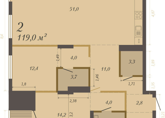 119.00 м² | 5 - 8 эт.