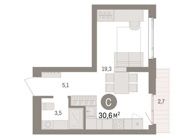 30.00 м² | 5 - 7 эт.