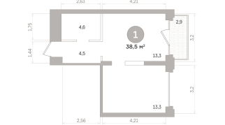 38.00 м² | 6 - 17 эт.