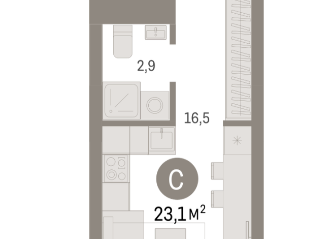 23.00 м² | 3 - 8 эт.