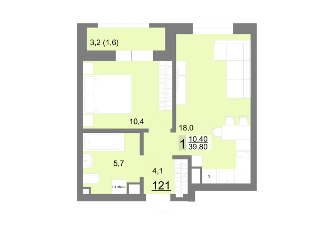 39.60 м² | 15 - 26 эт.