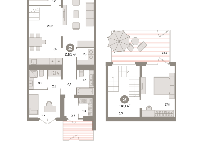 116.00 м² | 1 - 9 эт.