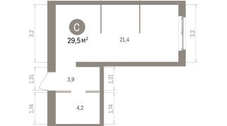 29.00 м² | 6 - 9 эт.