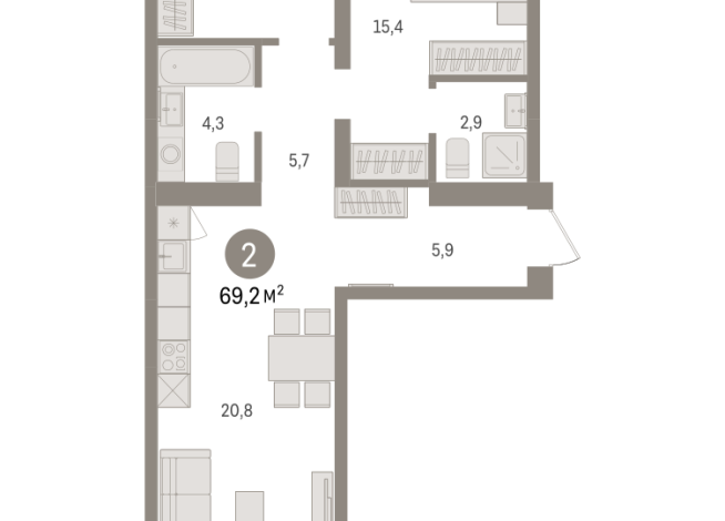69.00 м² | 7 - 8 эт.