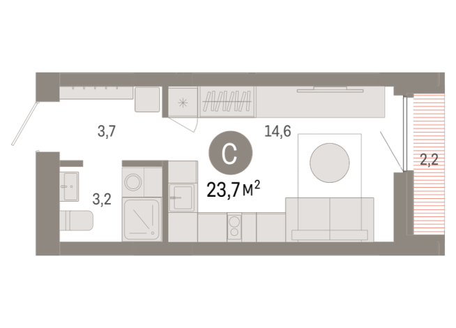 23.00 м² | 8 - 16 эт.
