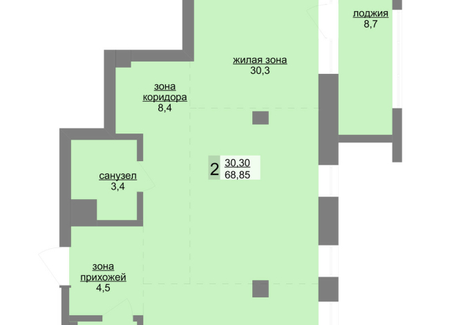 70.40 м² | 8 - 30 эт.