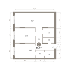 80.00 м² | 3 - 15 эт. 00