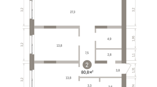 80.00 м² | 3 - 15 эт.
