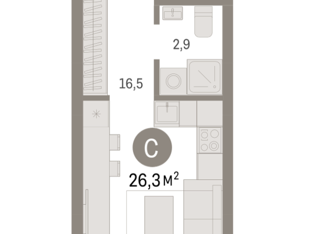 26.00 м² | 5 - 8 эт.