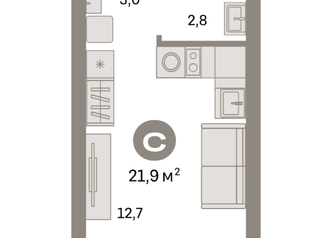 21.00 м² | 3 - 8 эт.