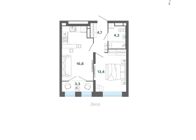 42.50 м² | 5 - 25 эт.