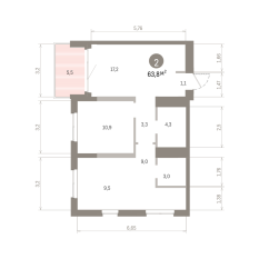 63.00 м² | 18 - 24 эт. 00