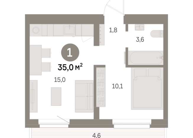 35.00 м² | 7 - 8 эт.