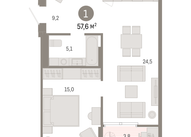 57.00 м² | 4 - 15 эт.