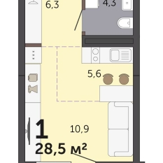 28.50 м² | 7 - 19 эт. 00