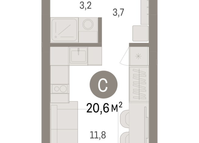 20.00 м² | 8 - 9 эт.