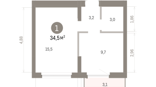 34.00 м² | 9 - 9 эт.