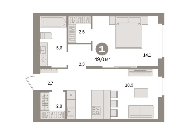 48.00 м² | 16 - 16 эт.