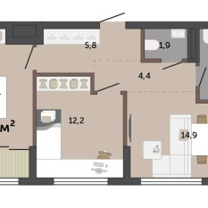 58.50 м² | 12 - 17 эт. 00