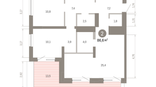 86.00 м² | 7 - 8 эт.