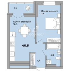 40.60 м² | 14 - 21 эт. 00