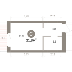 21.00 м² | 3 - 9 эт. 00