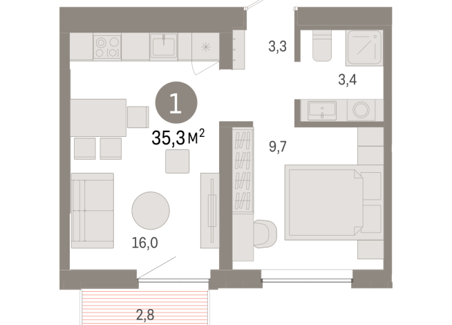 35.00 м² | 9 - 9 эт.